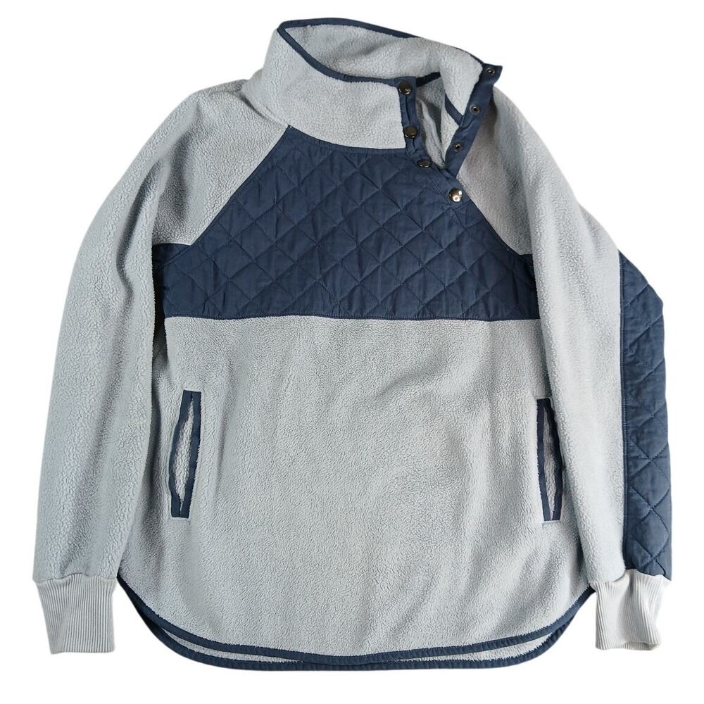Abercrombie & Fitch Quilted Asymmetric Womens Small Snap Button Fleece Pullover